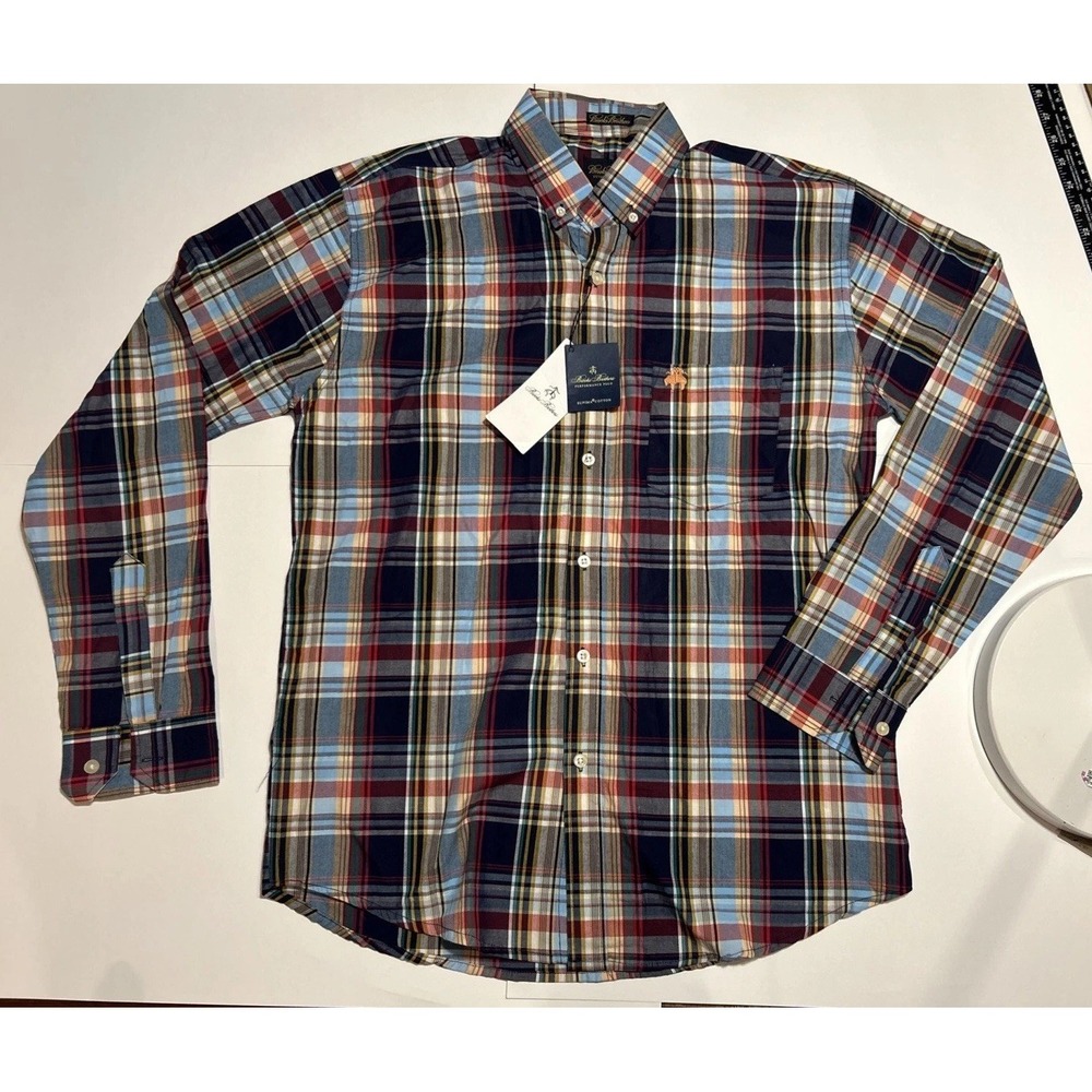 Brooks Brother Boys Size Xl Long Sleeve Plaid Polo New With Tags